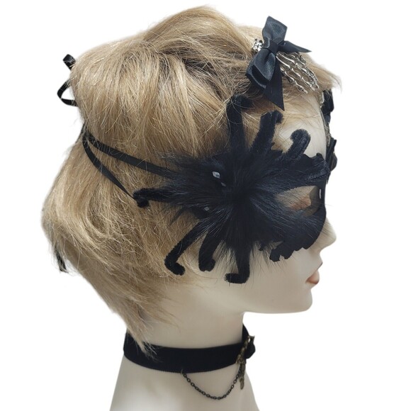 Masquerade 4 piece Set Black Eyemask,Barettes,Choker Women Halloween Mask Party - Picture 2 of 8